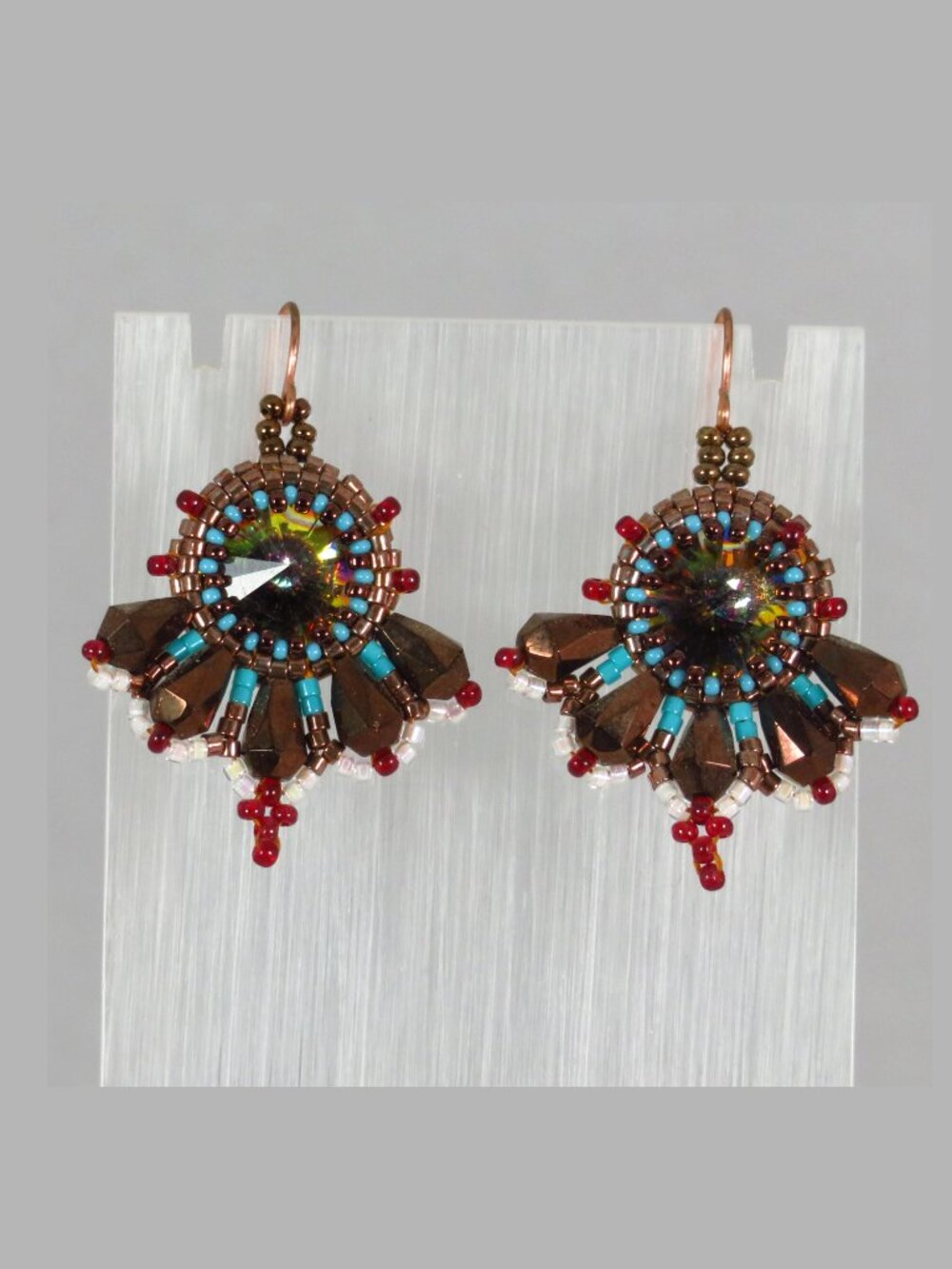 Southwestern Swarovski crystal fan earrings